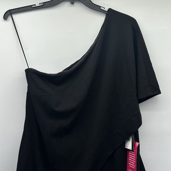 Adrianna Papell Plus Size 16W Black Flutter One Shoulder Wide Leg Jumpsuit NWT - Picture 8 of 16